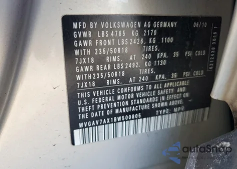 2011 Volkswagen Tiguan S z USA, uszkodzony, nr VIN WVGAV7AX1BW500805